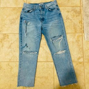 Distressed high waisted mom jeans